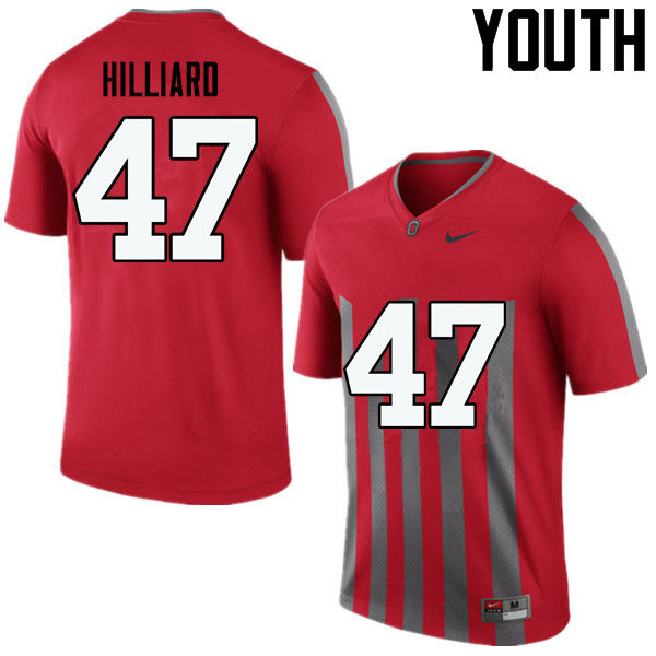 Youth Ohio State Buckeyes #47 Justin Hilliard Throwback Game College Stitched Football Jersey 23TR047FS